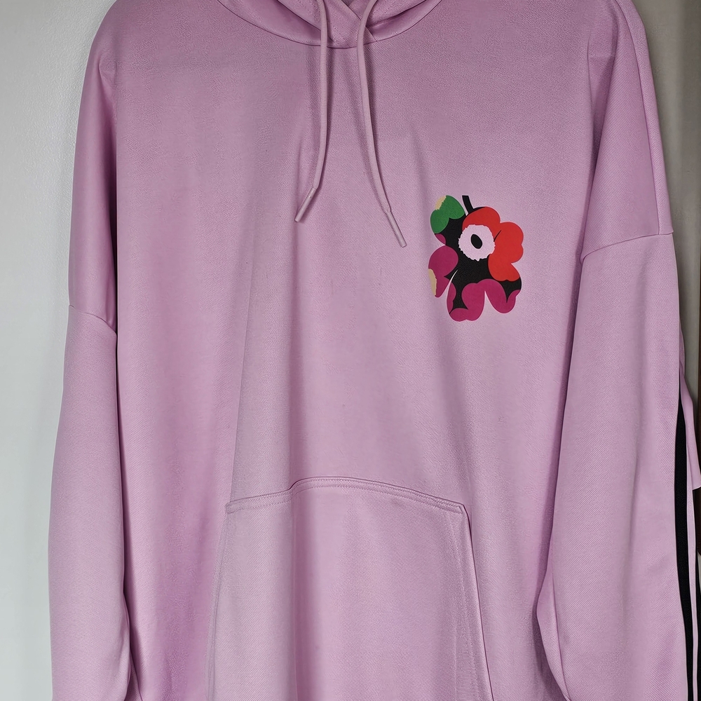 Marimekko/Adidas  Pink Hoodie with Small Floral Logo